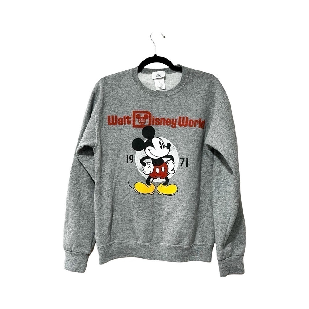WALT DISNEY WORLD Mickey Mouse Unisex Heather Gray Crew Neck Sweatshirt Sz S